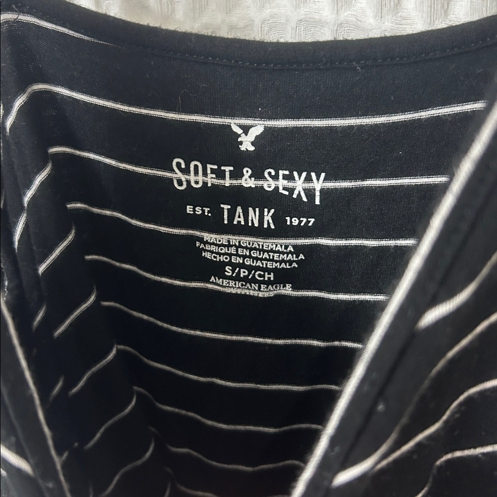 American Eagle Soft & Sexy Black and White Stripe Tank Small - Picture 2 of 6